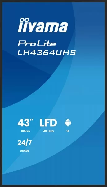 Monitor Iiyama LH4364UHS-B1AG 43'' UHD 3840x2160 60Hz - Imagine 3